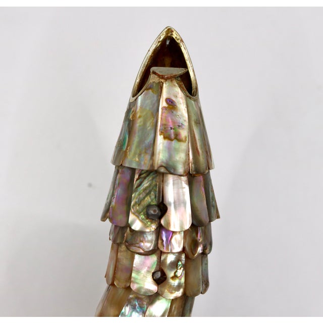 Vintage Mexican Articulated Abalone Shell Fish Bottle Opener Sculpture For Sale In Cincinnati - Image 6 of 10