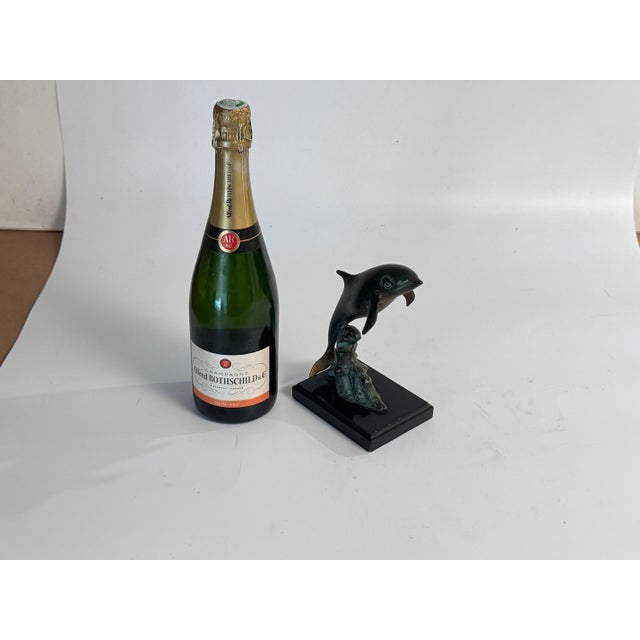 Rare and Magnificent Brutalist Bronze Dolphin Sculpture, 1970s, France Can be used too, as a Paper Weight.