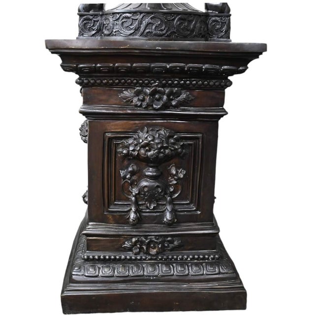 Mid 20th Century Tall Black Metal Urn With Pedestal For Sale In Greensboro - Image 6 of 9