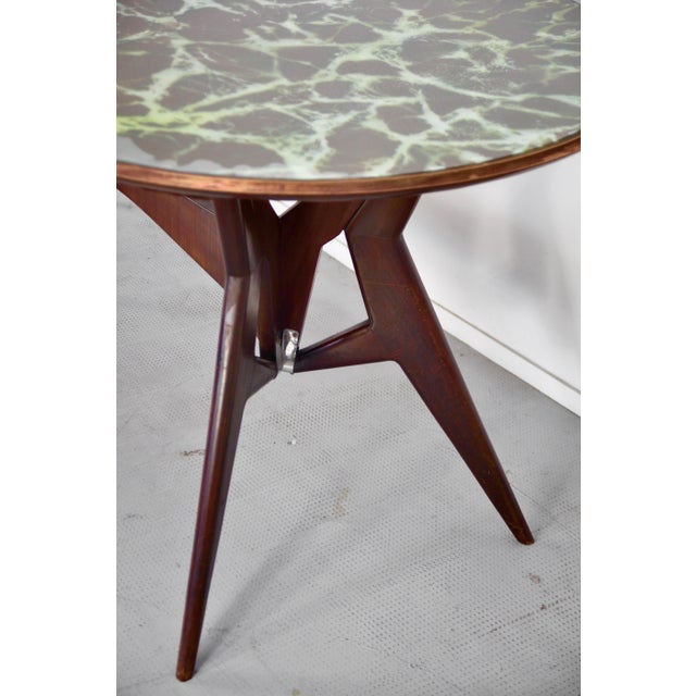 Wood Mid-Century Modern Italian Oblong Marble Effect Table with Wood Base For Sale - Image 7 of 10