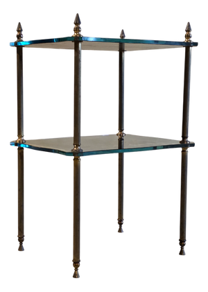 Brass and Clouded Glass Side Table, 1950s