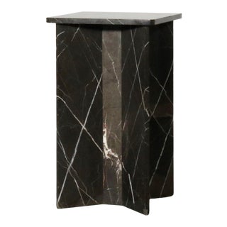 1990s Minimalist X Form Nero Marquina Marble Side Table