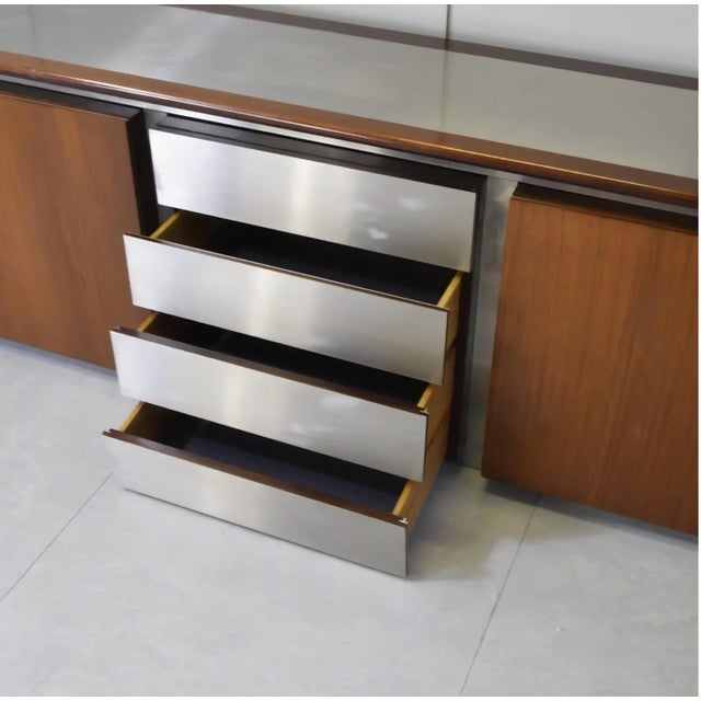 1970s Parioli Model Sideboard in Wood and Chromed Metal by Giotto Stoppino for Acerbis, 1977 For Sale - Image 5 of 6