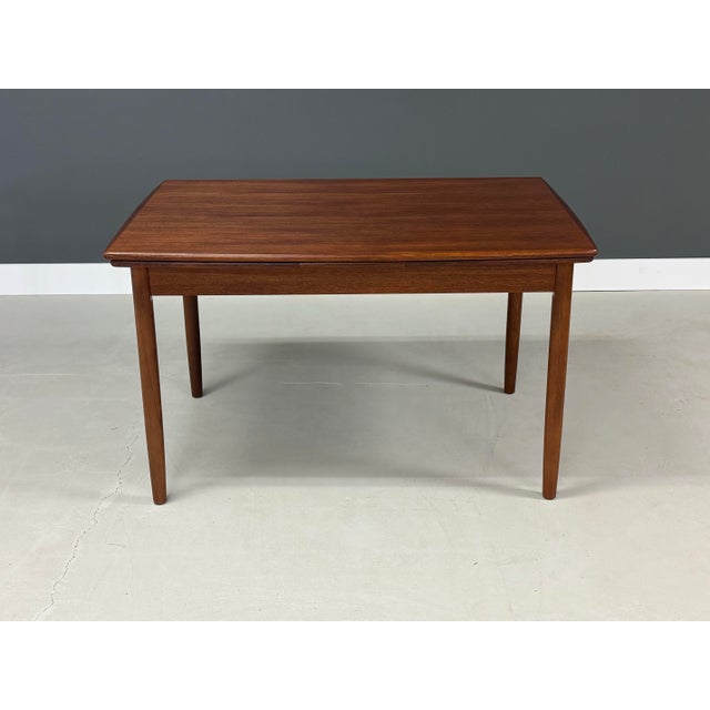 Wood 1960s Refinished Danish Modern Teak Draw Leaf Dining Table For Sale - Image 7 of 8
