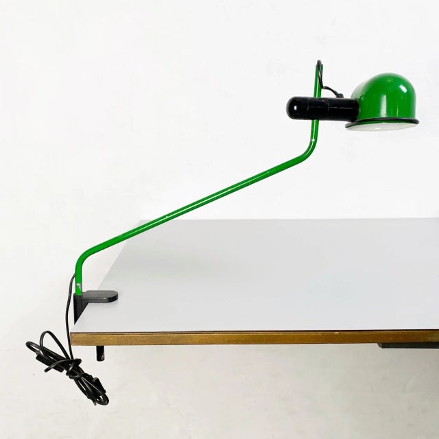 Italian Mid-Century Modern green metal clamp-on table lamp, 1980s Green metal clamp-on table lamp painted in green and...