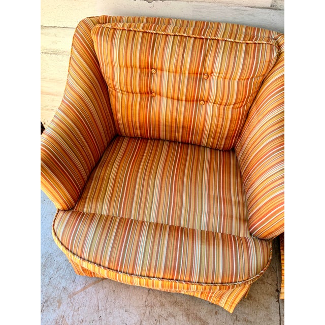 1960s Vintage Mid Century Modern Stripe Arm Chairs For Sale - Image 5 of 9