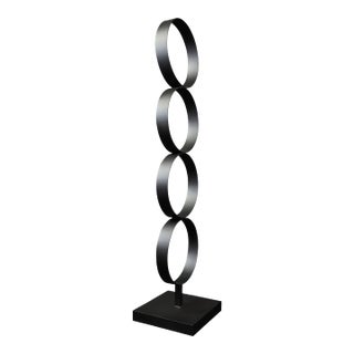 72" Tall Large Black Steel Ring Modern Metal Sculpture For Sale
