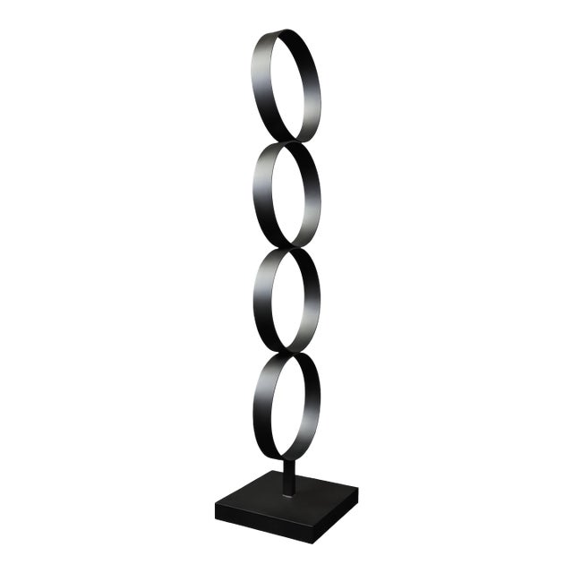 72" Tall Large Black Steel Ring Modern Metal Sculpture For Sale