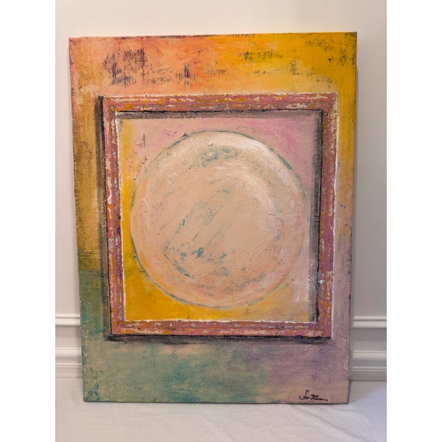 Paul Fontana Contemporary Abstract Painting – Textured Circle Composition, Signed For Sale - Image 9 of 10