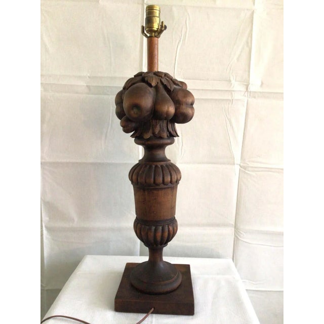 1950s Carved Wood Lamp For Sale - Image 4 of 11