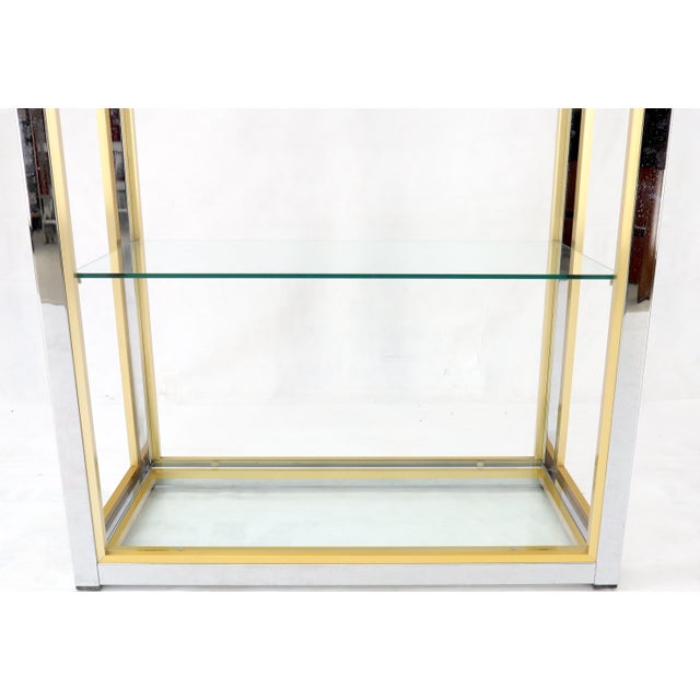 Pair of Chrome Brass and Glass Mid-Century Modern Étagères For Sale - Image 10 of 10