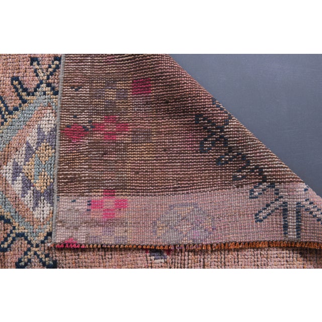 Vintage Turkish Oushak Handmade Wool Cotton Purple Runner Rug For Sale - Image 9 of 10