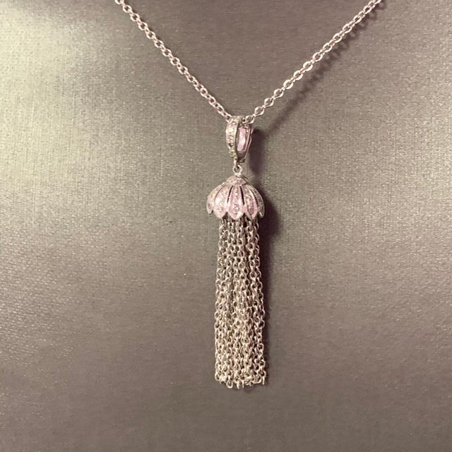 Natural Finely Faceted Quality Diamond Tassel Pendant Chain Necklace 18k Gold 0.15 TCW Certified $3,950 111311 One of a...