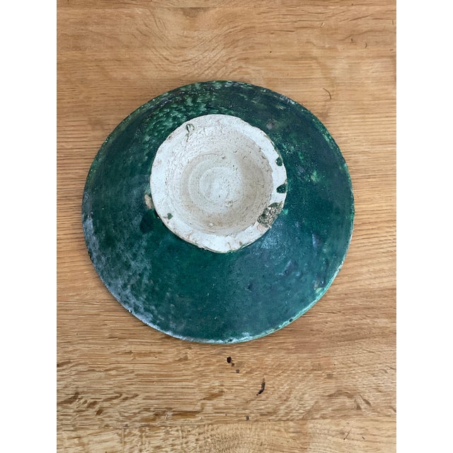 Ceramic Medium Vintage Moroccan Tamegrout "Zlafa" Glazed Terra Cotta Bowl For Sale - Image 7 of 8