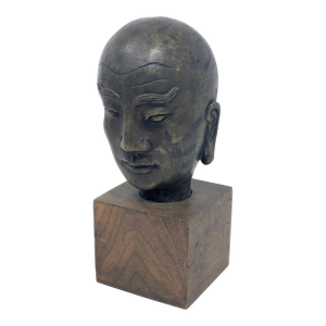 Late 19th Century Chinese Buddhist Bronze Luohan Head