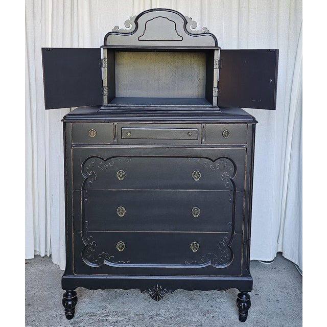 Circa 1930's Chest of Drawers, Ebonized, Distressed Dresser For Sale - Image 13 of 17