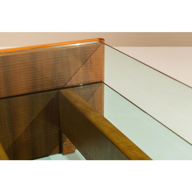 Wood Vintage Coffee Table in Walnut and Glass by Officina Rivadossi, Italy, 1970s For Sale - Image 7 of 11
