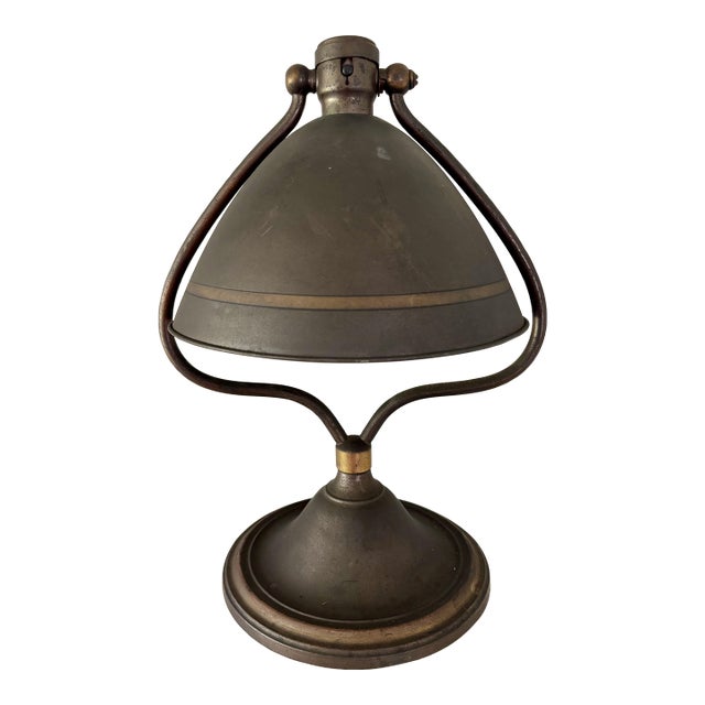 Antique Bradley and Hubbard Style Art Nouveau Brass Desk Lamp Harp Bell Handel Era For Sale