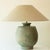 Large Pistachio Green Ceramic Table Lamp with Silk Lampshade attributed to R. Houben, 1970s For Sale - Image 3 of 8