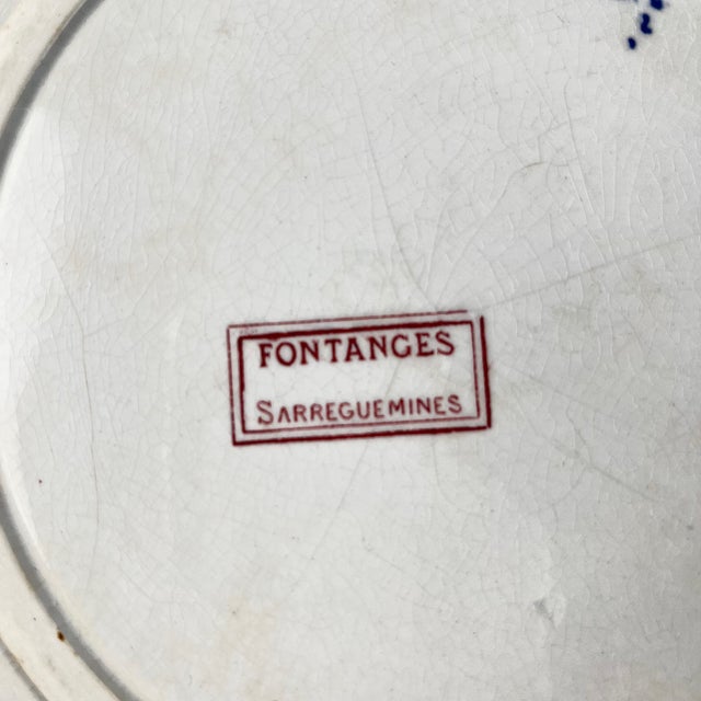 Red Large Fontange Hollow Dish in Earthernware from Sarreguemines, 19th-20th Century For Sale - Image 8 of 10