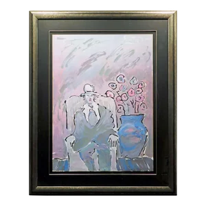 Peter Max "Seated Man" Hand Signed 1981 Serigraph, Custom Framed