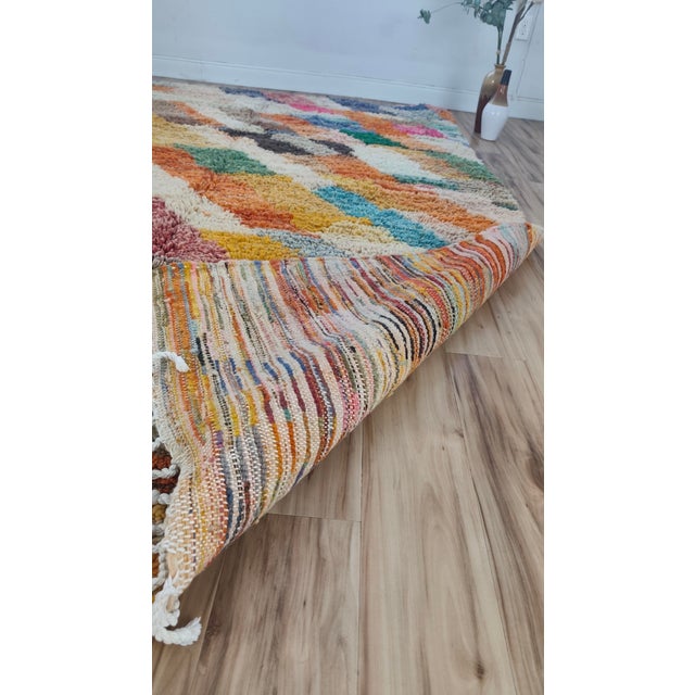Handmade Moroccan Boujaad Rug, Rainbow Diagonal Chevron, 9' X 6'4" For Sale - Image 12 of 16