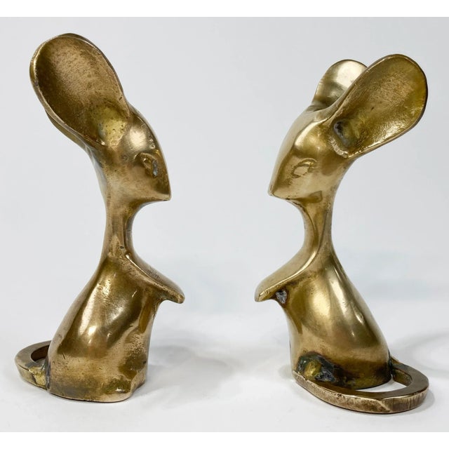 Mid Century Modern Brass Mice Pair For Sale - Image 4 of 6