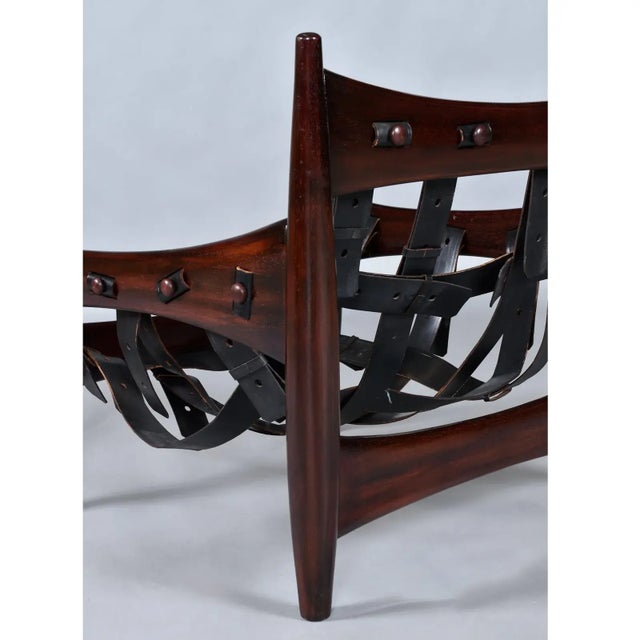 Brazilian Rosewood & Leather Sling Chair and Ottoman by Sergio Rodrigues for Isa For Sale - Image 13 of 18