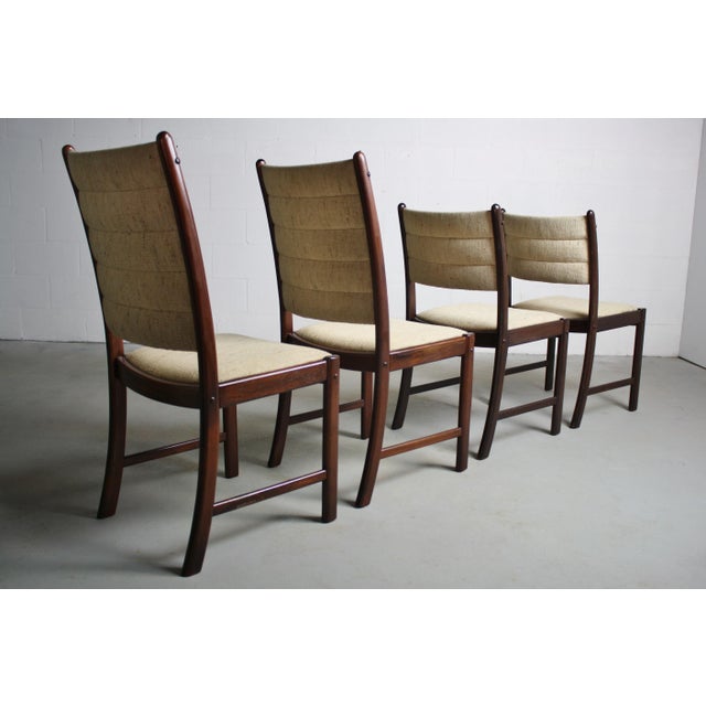Drylund Danish Modern Dining Chairs in Afromosia and Knit Fabric - A Set of 4 For Sale - Image 4 of 12
