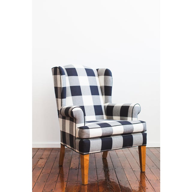 Black White Buffalo Check Wingback Chair Chairish