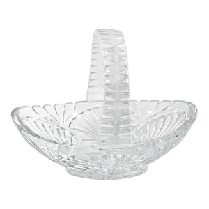 Vintage American Pressed Glass Basket Relish Candy/Dish W/Handle 7” X 3” X .45”