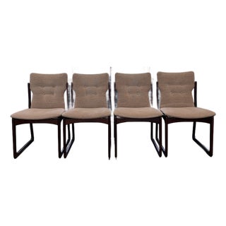 Set of Four Danish Modern Sculptural Rosewood Cantilever Dining Chairs, Denmark, C. 1970 For Sale