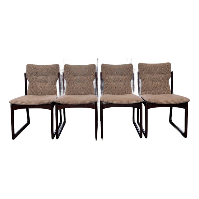 Set of Four Danish Modern Sculptural Rosewood Cantilever Dining Chairs, Denmark, C. 1970 For Sale