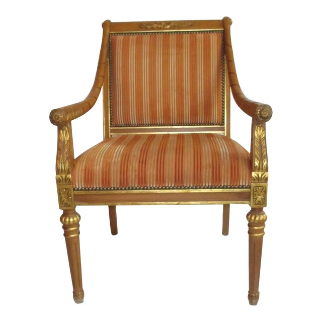 Vintage Gilded Accent Chair For Sale