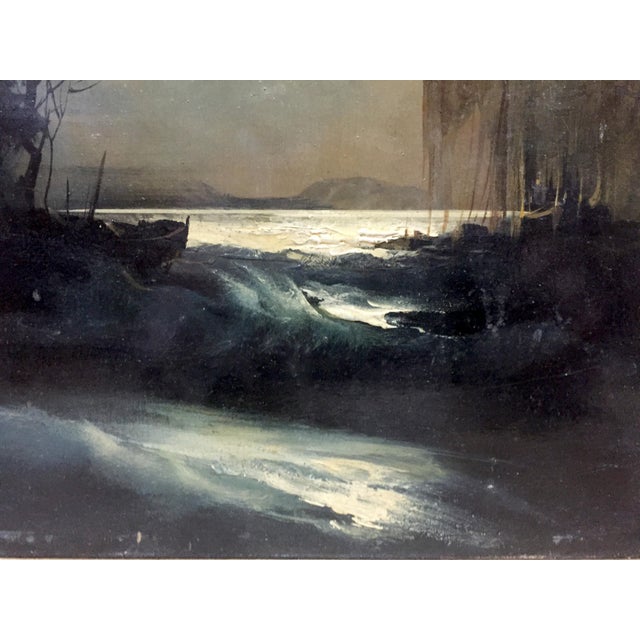 1980s Oil Painting Night on the Beach Zebek Vladimir Evgenievich For Sale - Image 6 of 11