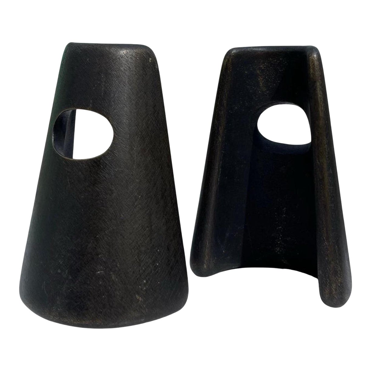 Carl Aubock 4843 Patinated Bronze Modernist Bookends | Chairish