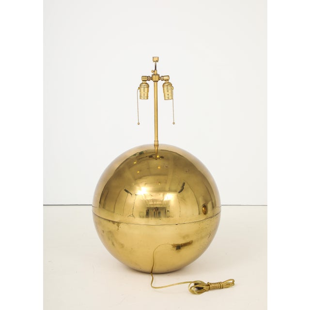 1970s Karl Springer Orb Brass Large and Small Table Lamps For Sale - Image 5 of 18