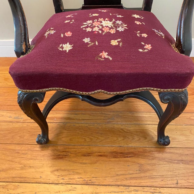 Brown 18th Century Queen Anne-Style Splat Back Walnut Armchair For Sale - Image 8 of 13