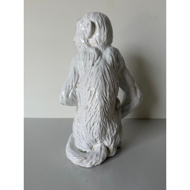 1960s Vintage Italian Palm Beach Style Glazed Terracotta Monkey Sculpture For Sale - Image 11 of 12