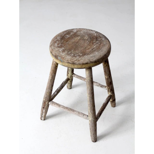Antique Wooden Farmstool For Sale - Image 4 of 9