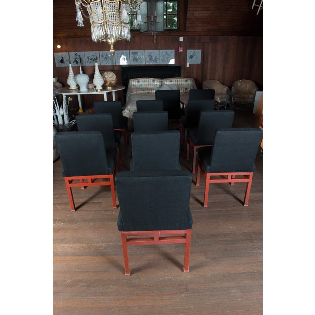Set of Twelve Art Moderne Red Dining Chairs, 1940s For Sale - Image 10 of 13