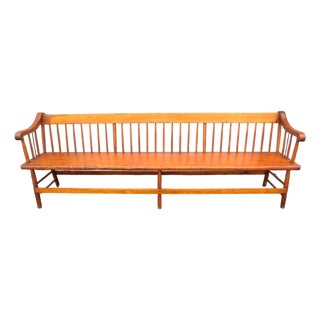 Antique Early American Handmade Maple Settlers Bench For Sale