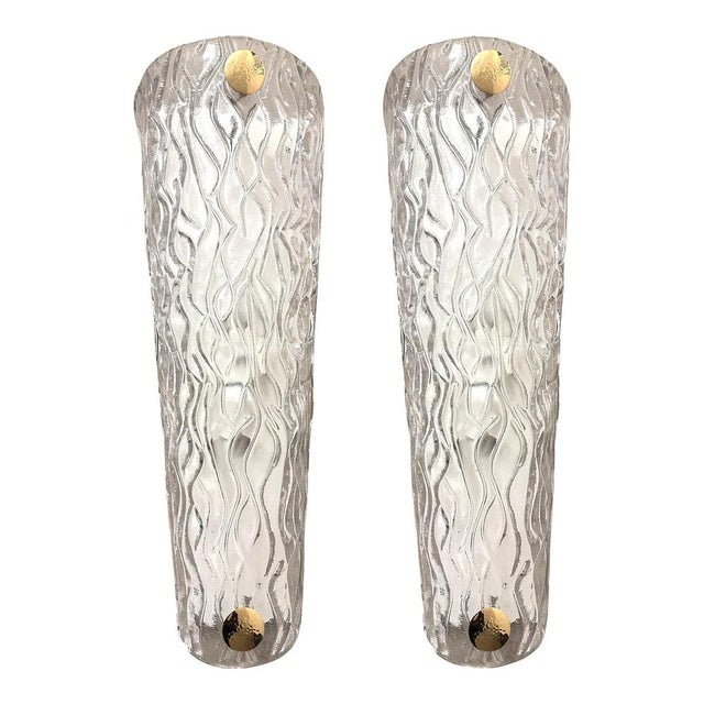 Monumental Clear Murano Glass Wall Sconces by Simoeng, Set of 2, in Exhibition Piece conditions. Designed from 2000 US...