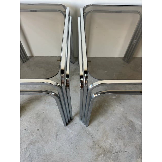 1970s Mid-Century Modern Chrome and Smoked Glass Side Tables – Set of 2/ Sold For Sale - Image 12 of 12