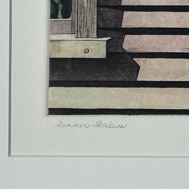 Vintage C. S. FitzSimonds “Summer Shadows” Still-Life Windowsill Original Etching, Signed & Framed For Sale - Image 10 of 11