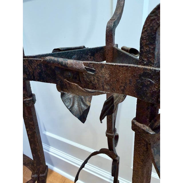 Continental Wrought Iron Tripod Plant Stand With Scrollwork and Foliage Circa 1880 For Sale - Image 11 of 17