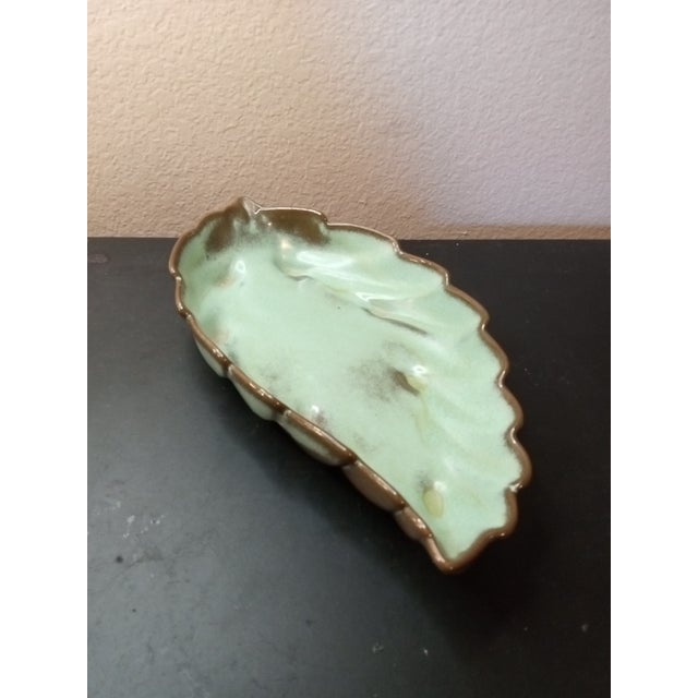 1970s Frankoma Green Glaze Leaf Bowl For Sale - Image 4 of 5