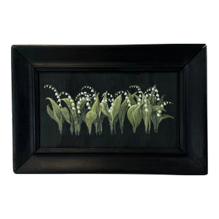Oil on Wood Framed Painting of Lily of the Valley For Sale