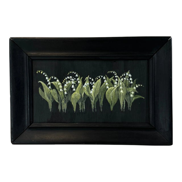 Oil on Wood Framed Painting of Lily of the Valley For Sale