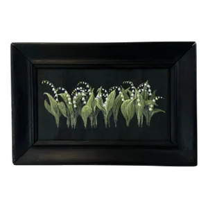 Oil on Wood Framed Painting of Lily of the Valley